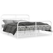 Letto matrimoniale | Letto per adulti | Giroletto con Testiera e Pediera Metallo Bianco 193x203 cm