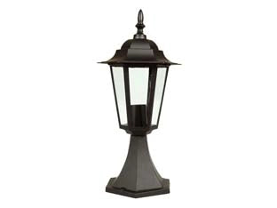 LANTERNA CON SUPPORTO DA APPOGGIO MODELLO BERLINO  60w IP44 mm.192X192x375h. colore nero    SYNTESY