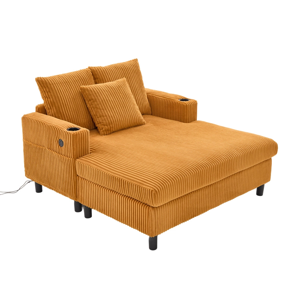 Chaise Longue Reclinabile con LED, USB e Portabicchieri ¨C MINIMAL ¨C Similpelle