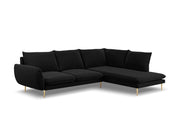 Cosmopolitan Design - Divano angolare destro "Vienna" 6 posti in velluto nero 