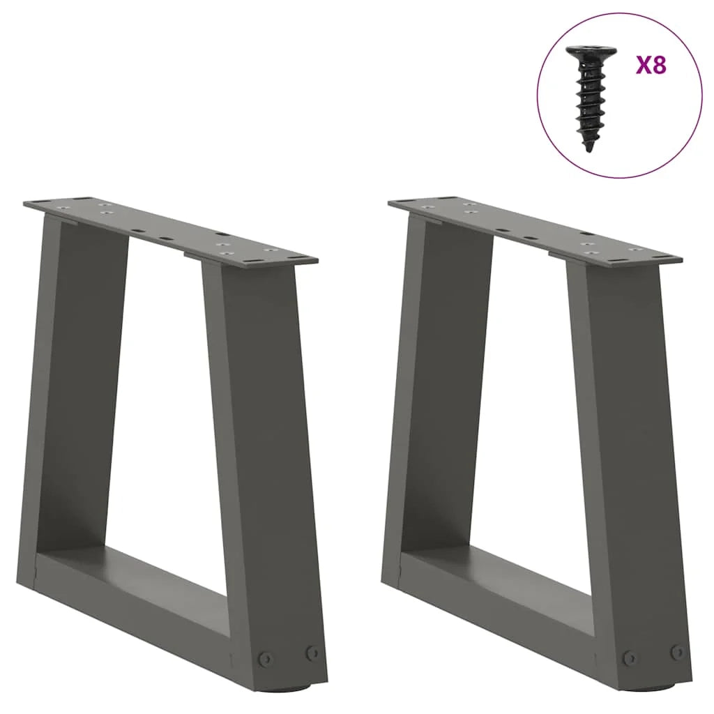 Set di 2 gambe per tavolino da caffè a forma di V 30 x 30 cm design moderno con piedini regolabili in acciaio antracite 02_0056819