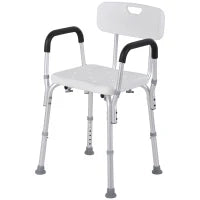 Sedia per Doccia in Alluminio con Altezza Regolabile e Piedini Antiscivolo, 51.5x51.5x71-84cm, Bianco