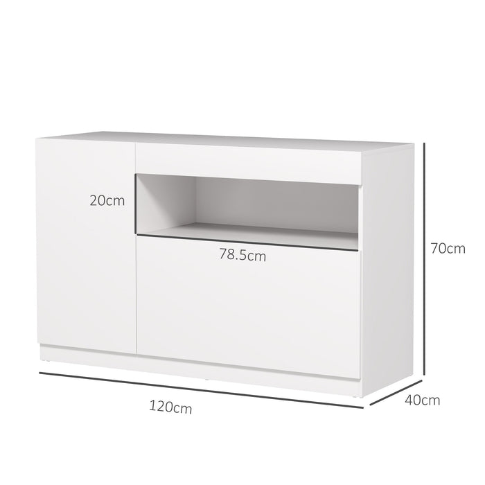 Credenza Mobile Basso Cucina  con Ante Ammortizzate e Apertura a Pressione 120x40x75 cm Bianco