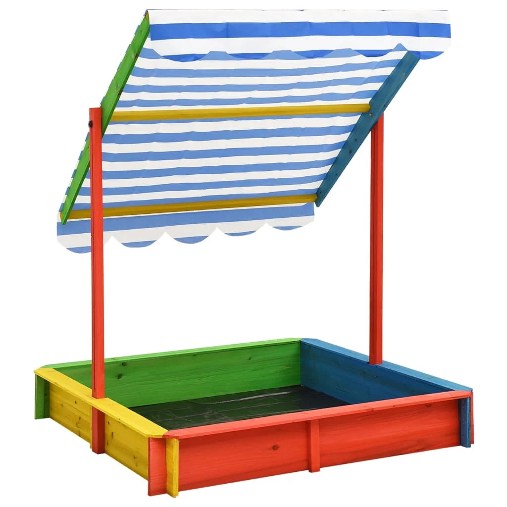 Sabbiera con tetto regolabile legno di abete 115 x 115 x 115 cm multicolore UV50 02_0005047