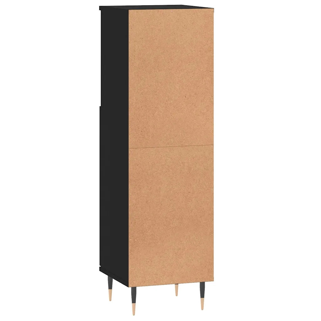 Armadietto da Bagno | Armadio da bagno Nero 30x30x100 cm in Legno Multistrato