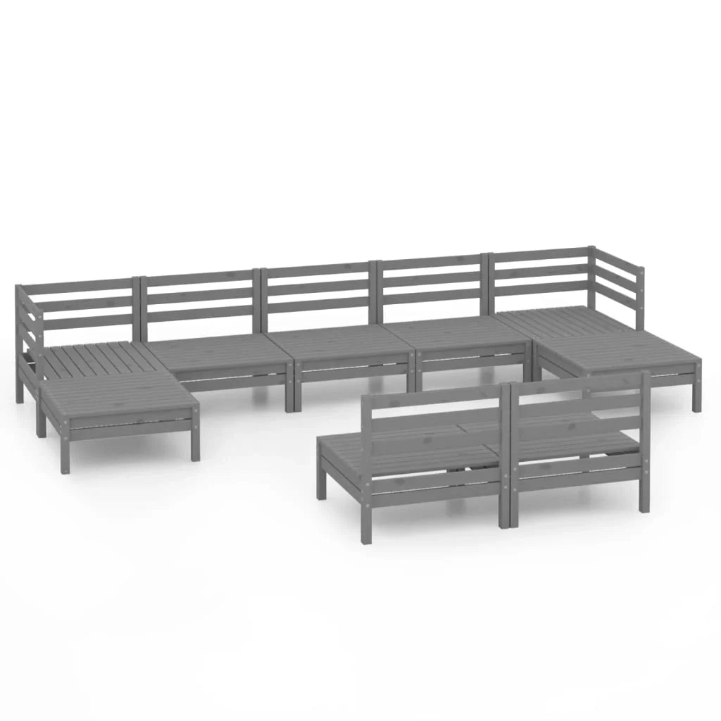 Set di mobili da giardino mobili da esterno 9 pezzi legno di pino massiccio grigio 02_0018252