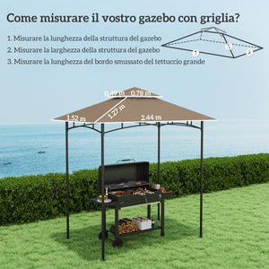 Copertura per Gazebo da Giardino 244x152 cm a 2 Livelli in Poliestere 160gsm Cachi
