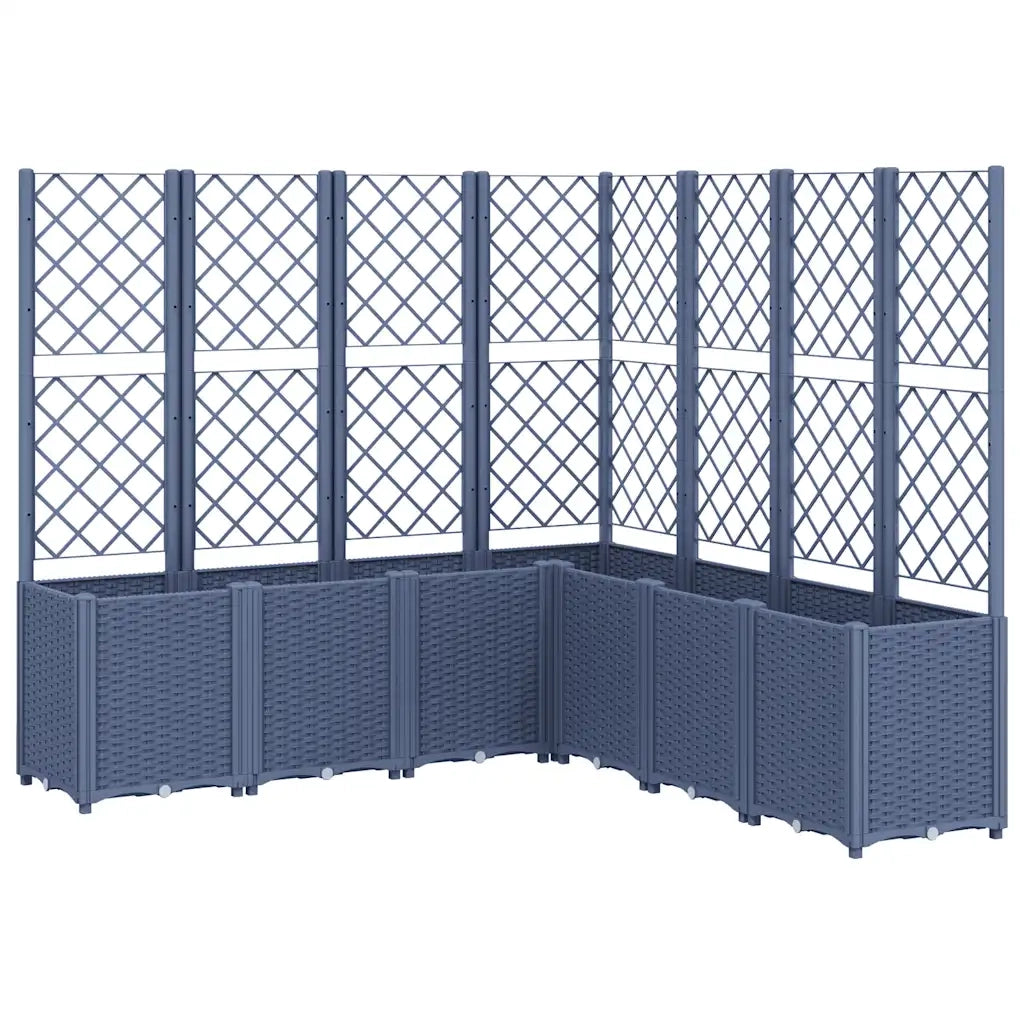 Fioriera Giardino con Traliccio-Vaso da Esterno-Contenitore per Piante Grigio Blu 160x160x140 cm PP