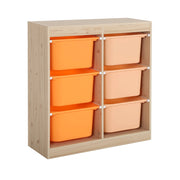 Mobile contenitore per bambini con 6 scatole colorate, arancione