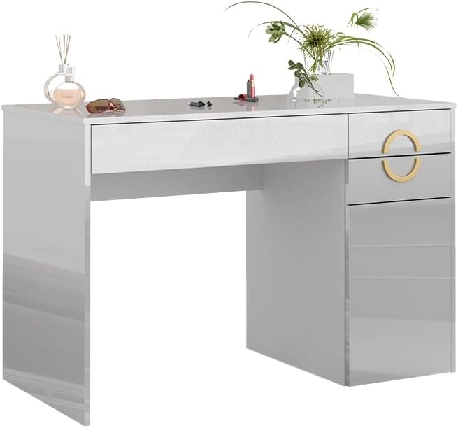 Vicco Tavolo da toeletta Adela, Bianco, 115 cm con 3 cassetti, Funziona anche come postazione di lavoro elegante