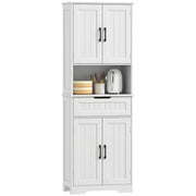 Armadio Cucina con 4 Porte, Cassetto e Ripiani ¨C zephmum ¨C 60x30x172 Bianco