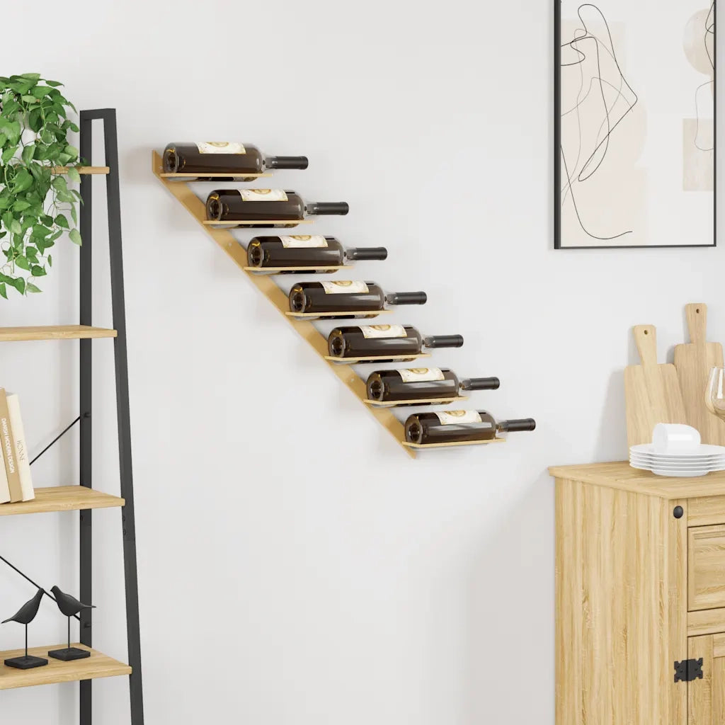 Portavini da Parete per 7 Bottiglie Metallo Dorato CFW7063377