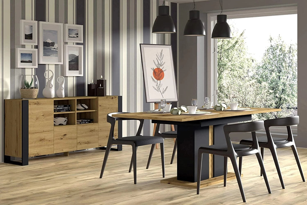 MOBILE COMO' SOGGIORNO MONDI 188x84x40cm ROVERE NERO OPACO