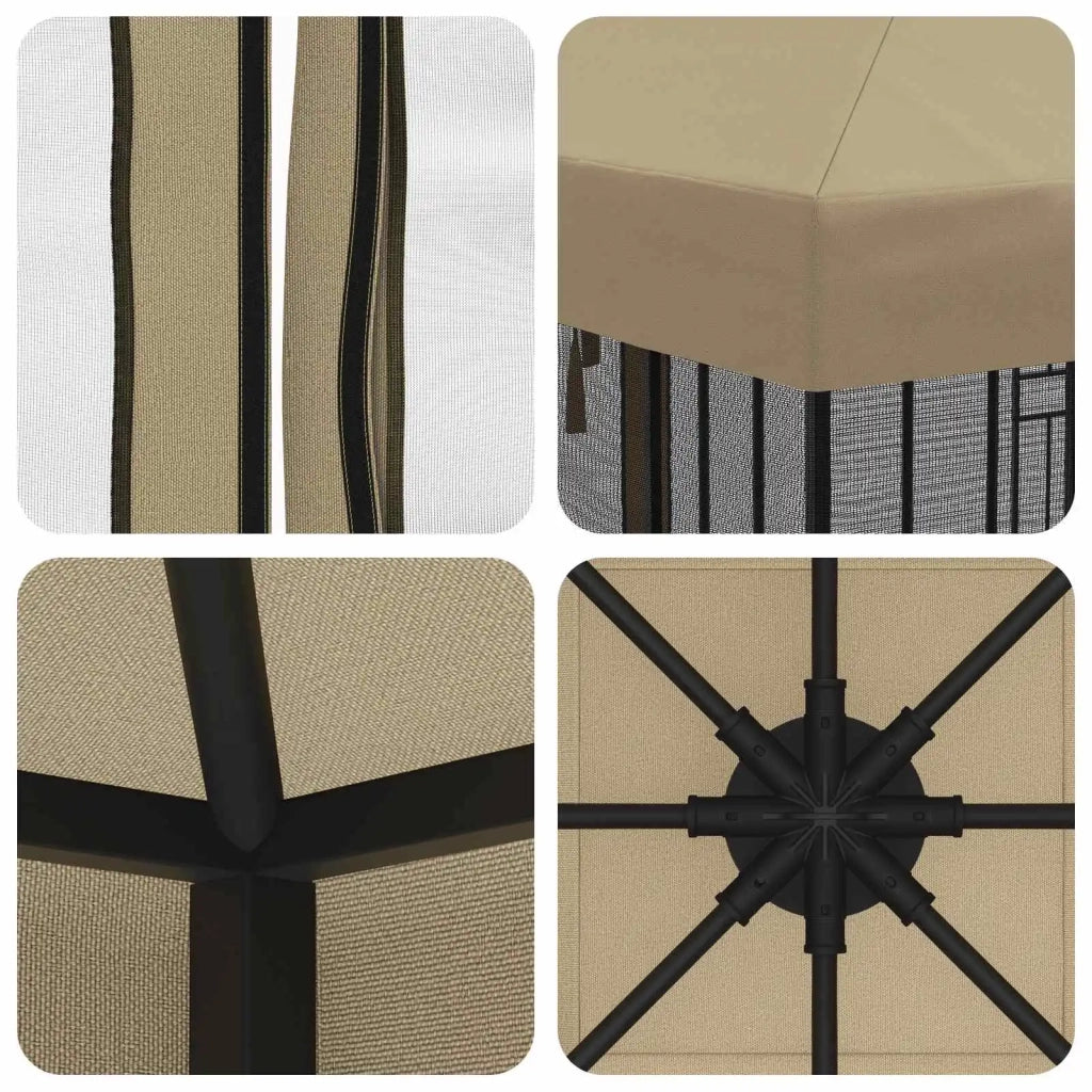 Gazebo da giardino con pareti laterali 3 x 3 m Beige