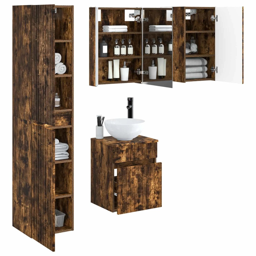 Set di Armadi da Bagno 5 pcs Rovere Fumo 43 x 11,5 x 60,5 cm 3407355
