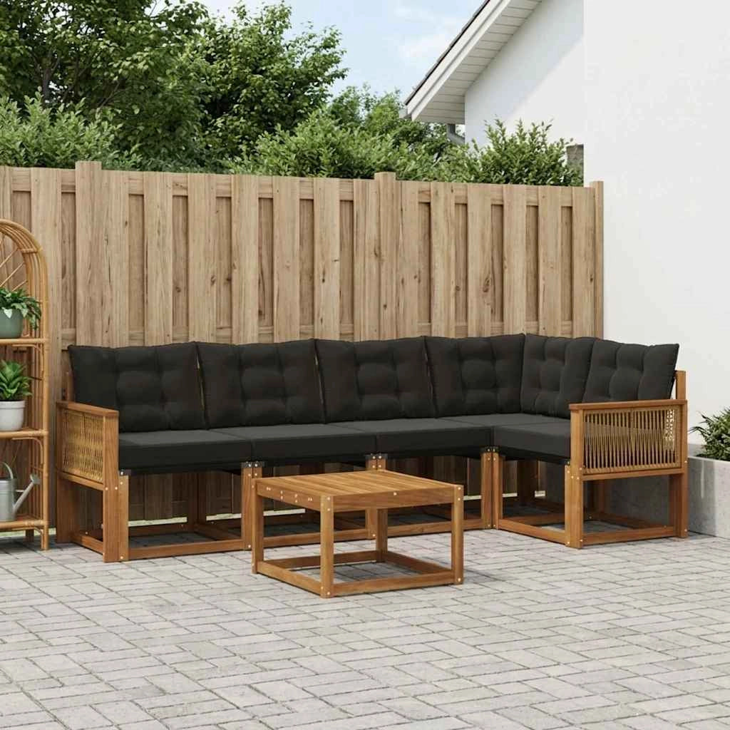 Set di divani da esterno 6 pz Naturale e Nero 3381972