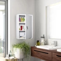 kleankin Armadietto Medicinali a 3 Livelli in Acciaio con 2 Chiavi e Montaggio a Parete, 40x18x60 cm, Bianco