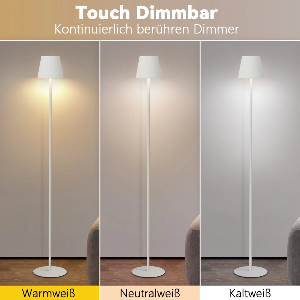 ZMH Lampada da terra LED bianca dimmerabile metallo moderna senza fili 125cm