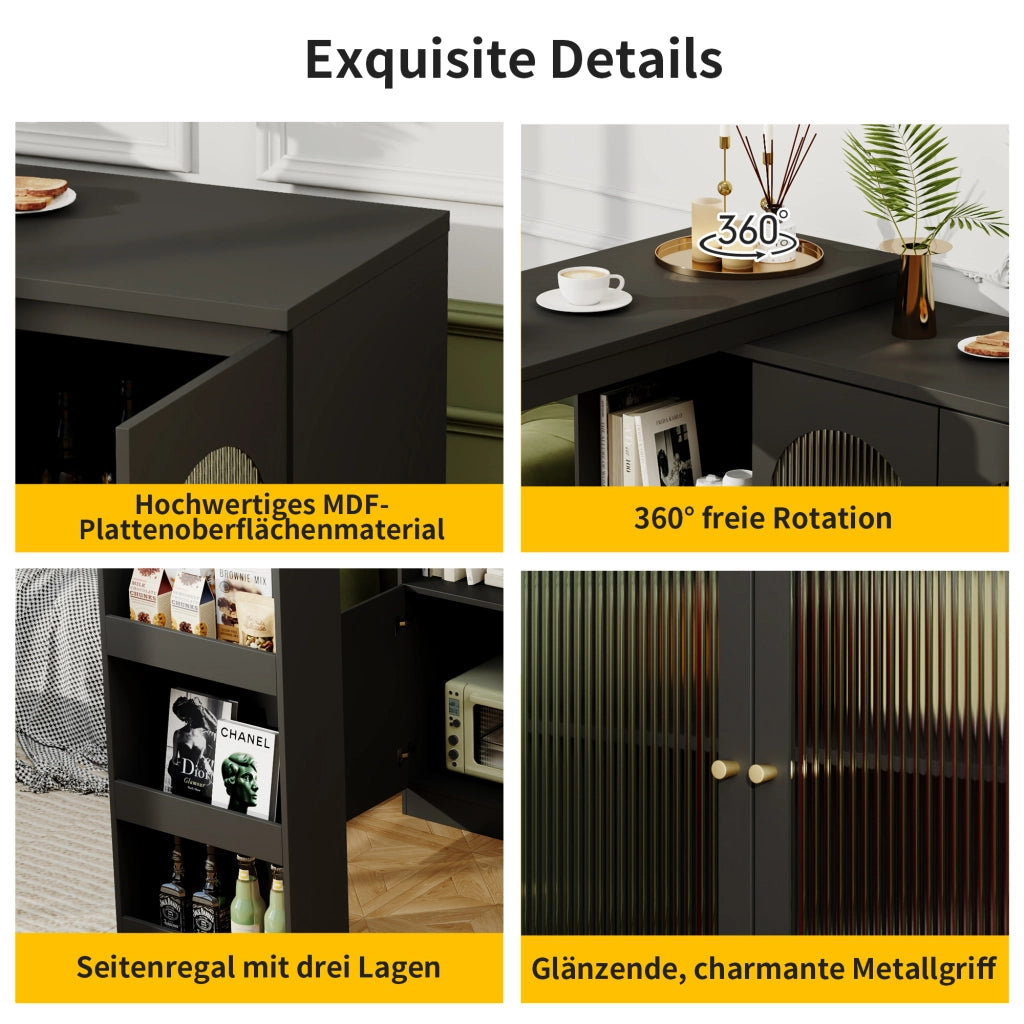 MOBILE BAR Rotante 360° 120x40x97 cm MDF Nero