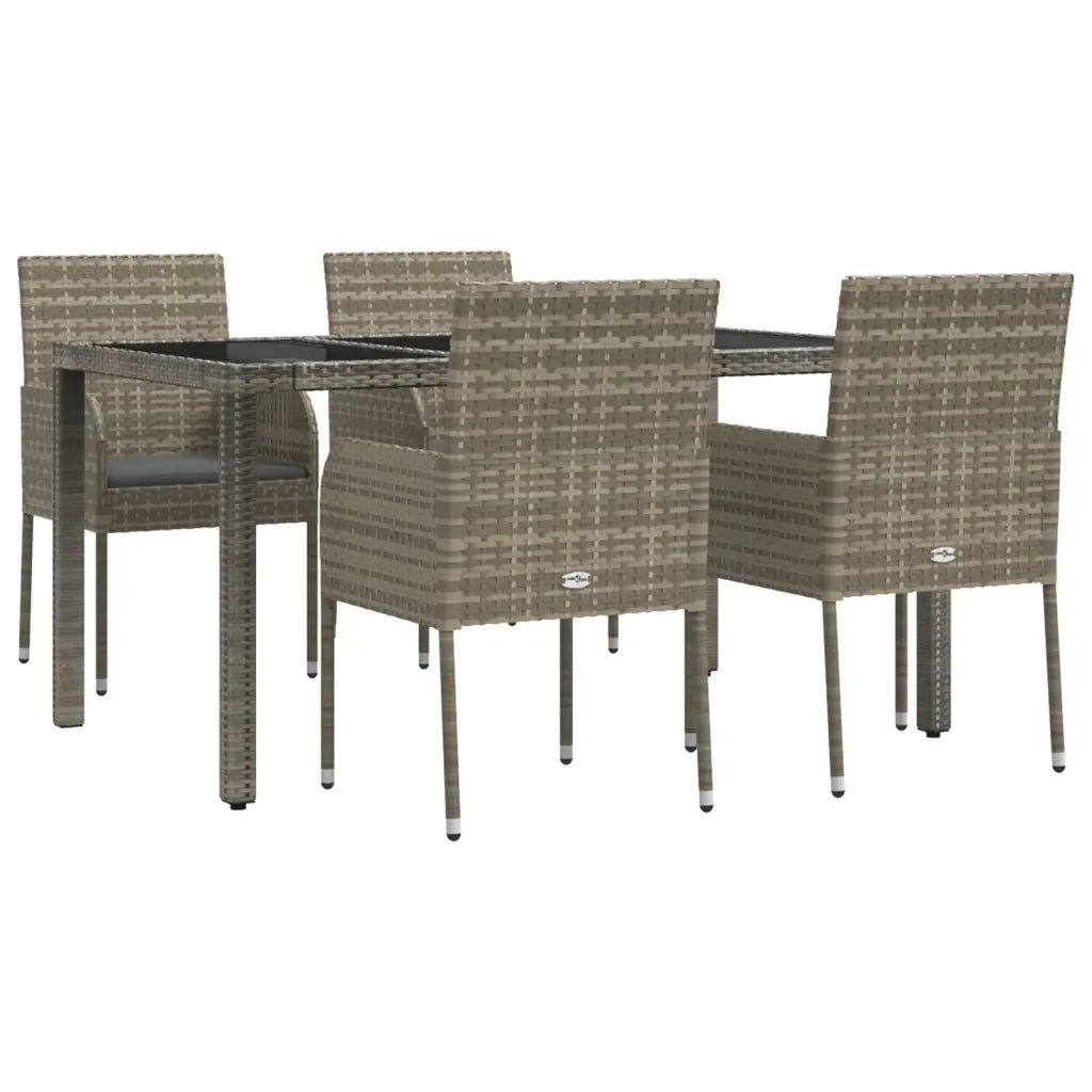 Set da Pranzo da Giardino 5 pz con Cuscini in Polyrattan Grigiocod mxl 124399