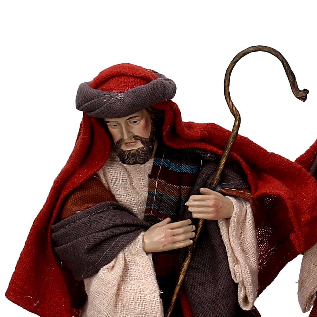 Natività tessuto set 9pz rosso cm xh25,5