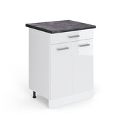 Vicco Mobiletto base per cucina Bianco lucido 60 cm con cassetto, PL Antracite
