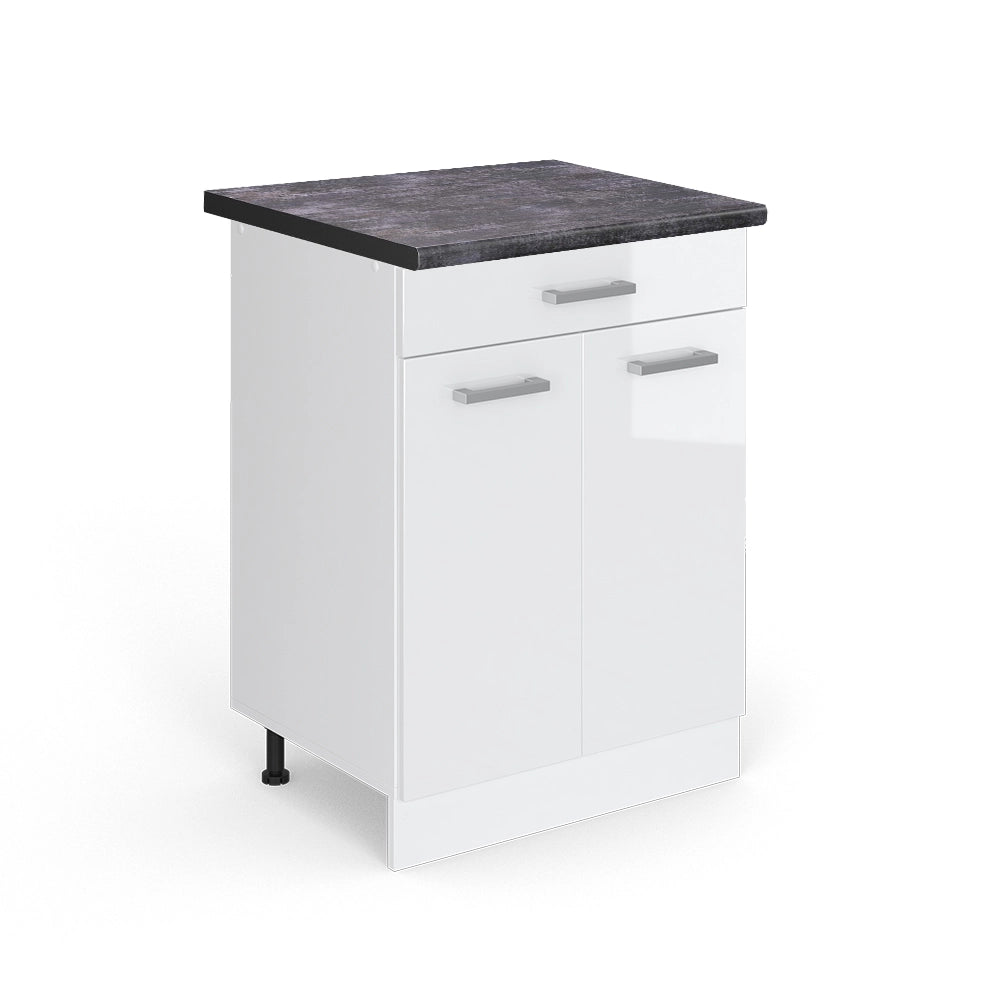 Vicco Mobiletto base per cucina Bianco lucido 60 cm con cassetto, PL Antracite