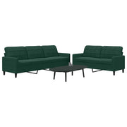 vidaXL Set di Divani 2 pz con Cuscini Verde scuro in Velluto