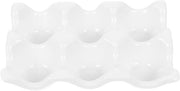 Organizzatore per uova in ceramica per 6 uova, finitura liscia, bianco, organizzatore di uova robusto per cucina e frigorifero