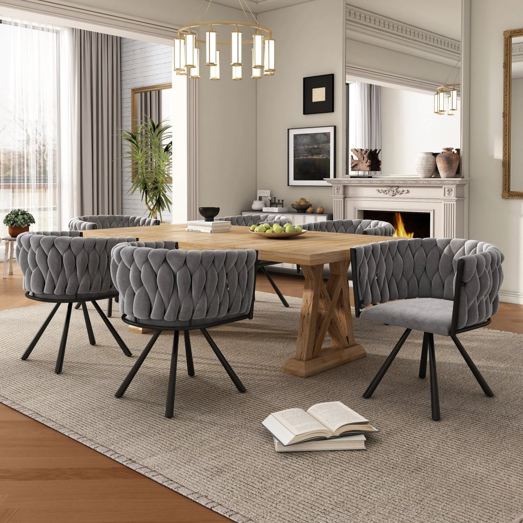SEDIA Girevole 360° in Velluto Grigio Set da 4 pezzi