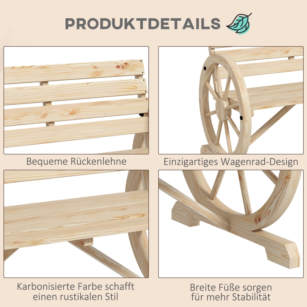 Panchina Da Giardino 2 Posti Con Schienale Alto In Legno Naturale Stile Rustico Portata 240 Kg