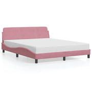 Letto matrimoniale | Letto per adulti | Giroletto con Testiera Dover Rosa 160x200 cm Velluto