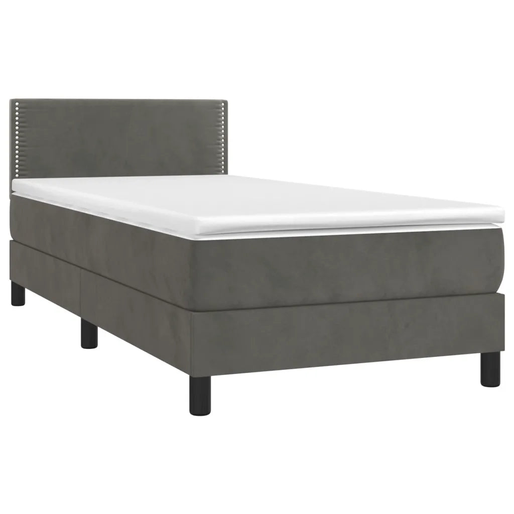 Giroletto a Molle con Materasso Grigio Scuro 90x190 cm Vellutocod mxl 99654