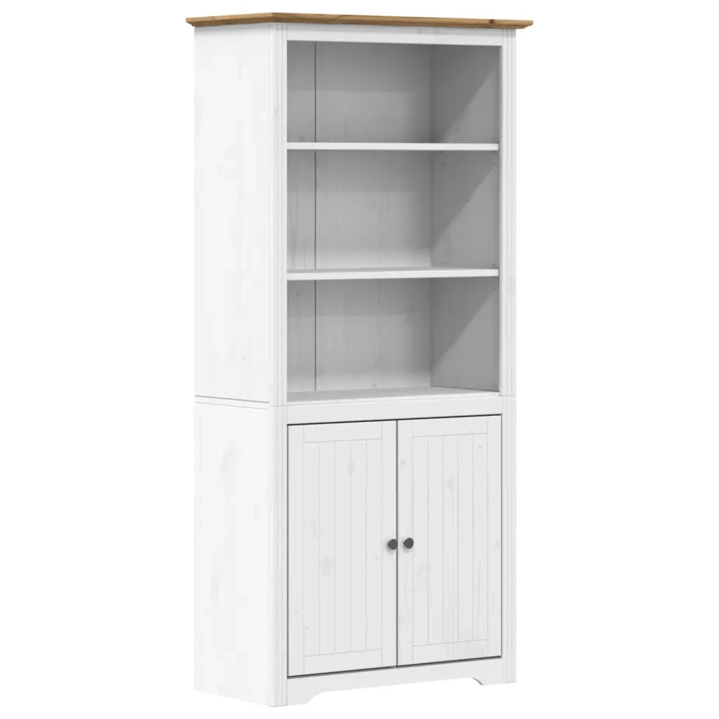 Libreria-Scaffale per Libri-Mobile di Stoccaggio BODO 82x40x173 cm Legno Massello Pino Bianco e Marrone