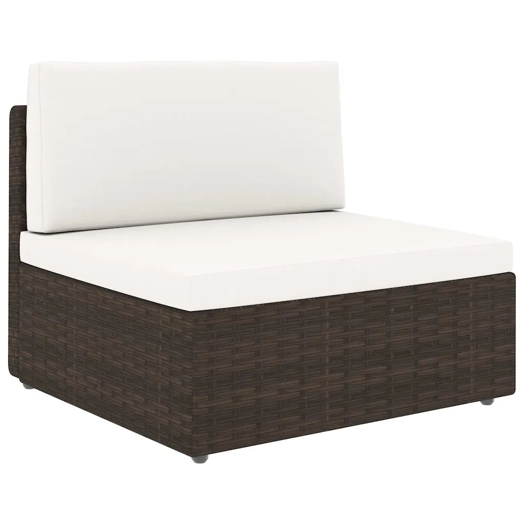 Divano Modulare a 3 Posti in Polyrattan Marrone 49516