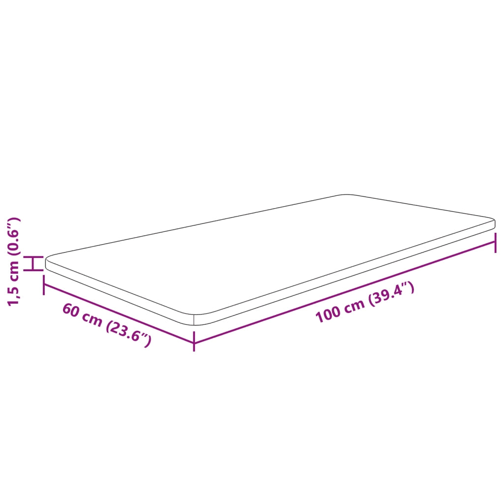 Piano Bagno 100x60x1,5 cm in Legno Massello Non Trattato 342927
