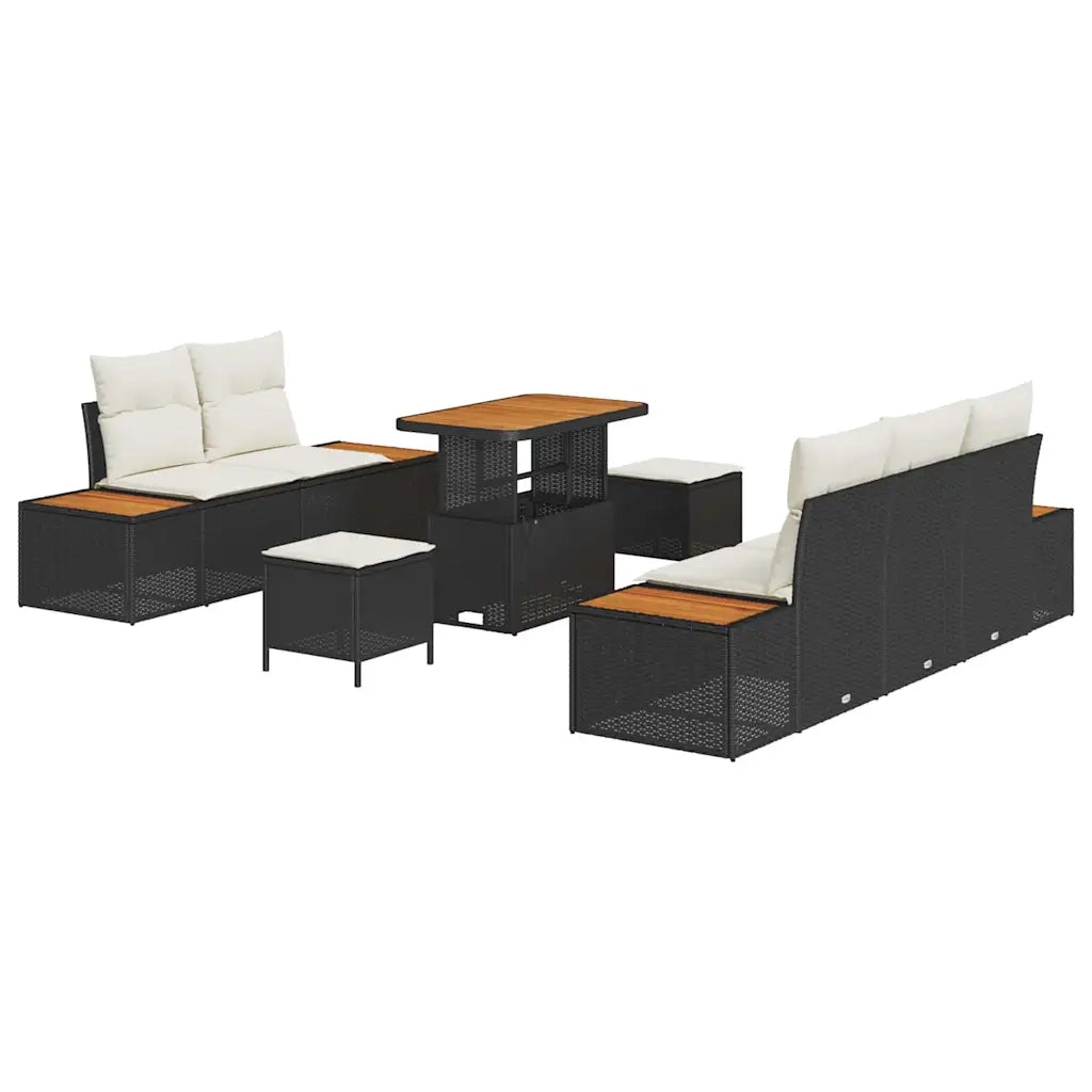 Set Divano da Giardino 8 pcs Nero polyrattan
