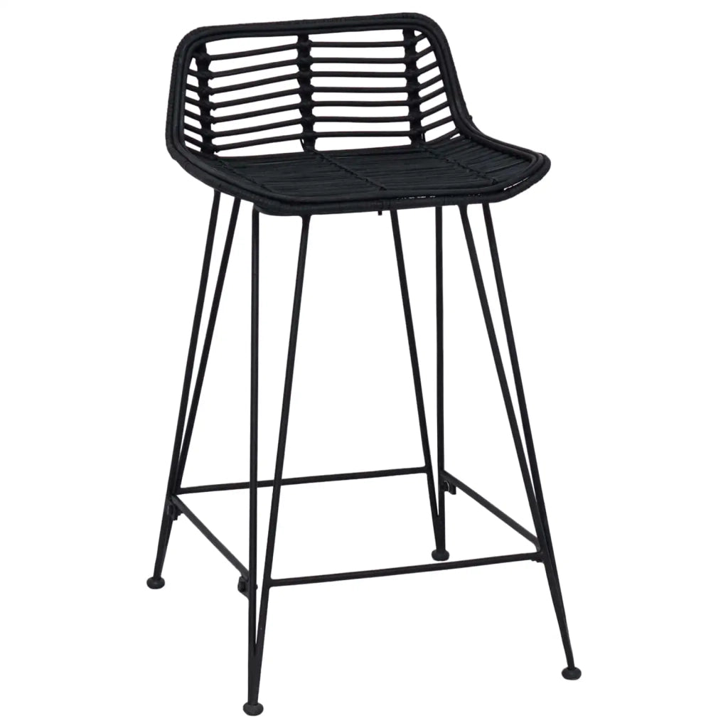 Sgabello da bar 2 pcs Nero 44 x 45 x 76 cm Rattan e acciaio
