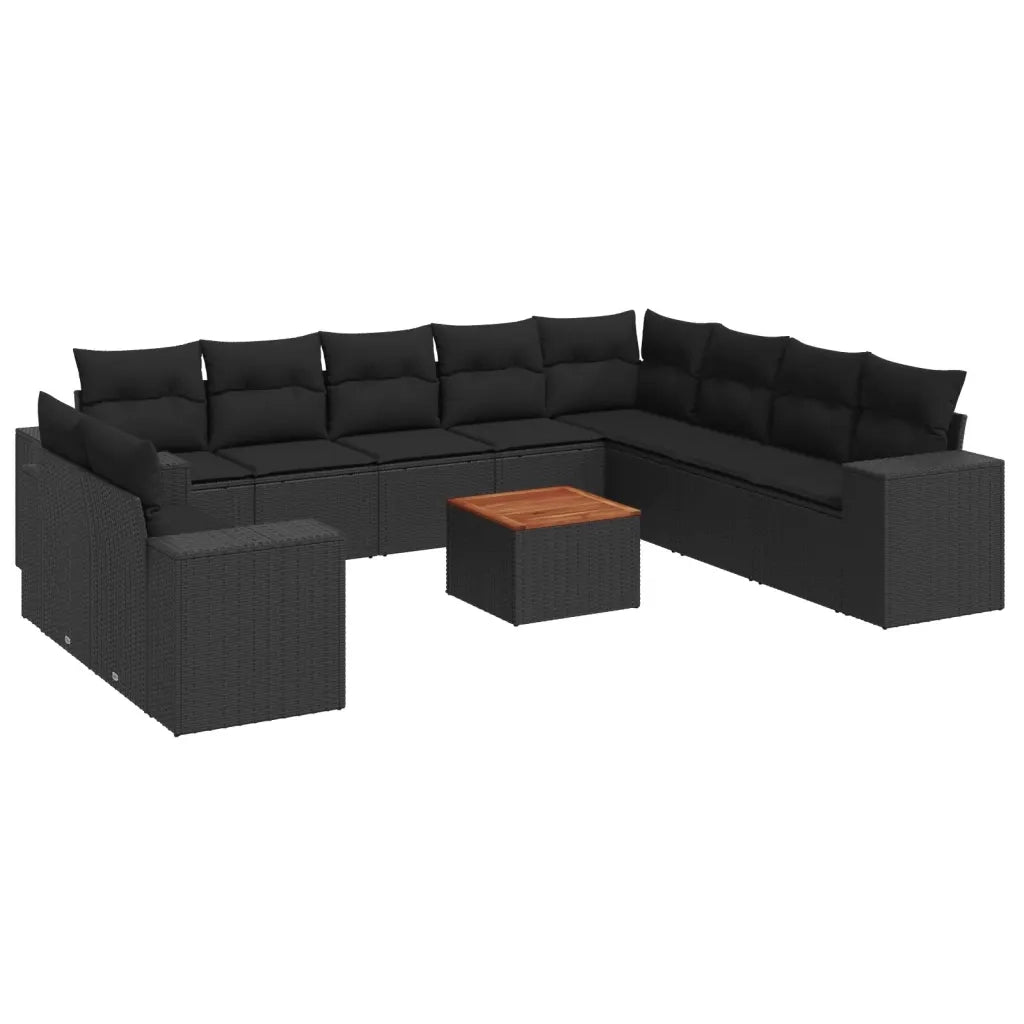 Set Divani da Giardino 11 pz con Cuscini in Polyrattan Nero 3257847