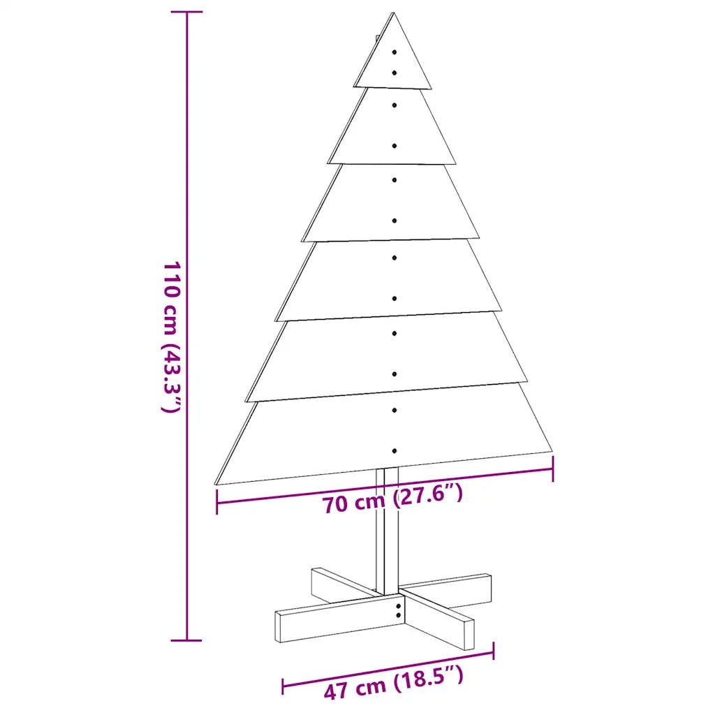 vidaXL Albero di Natale Decorativo in Legno 110 cm in Legno Massello