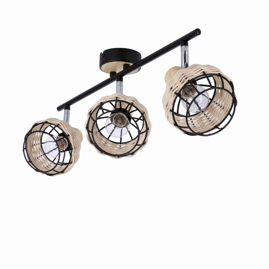 Plafoniera Candellux Tajga metallo nero/beige 3xE14