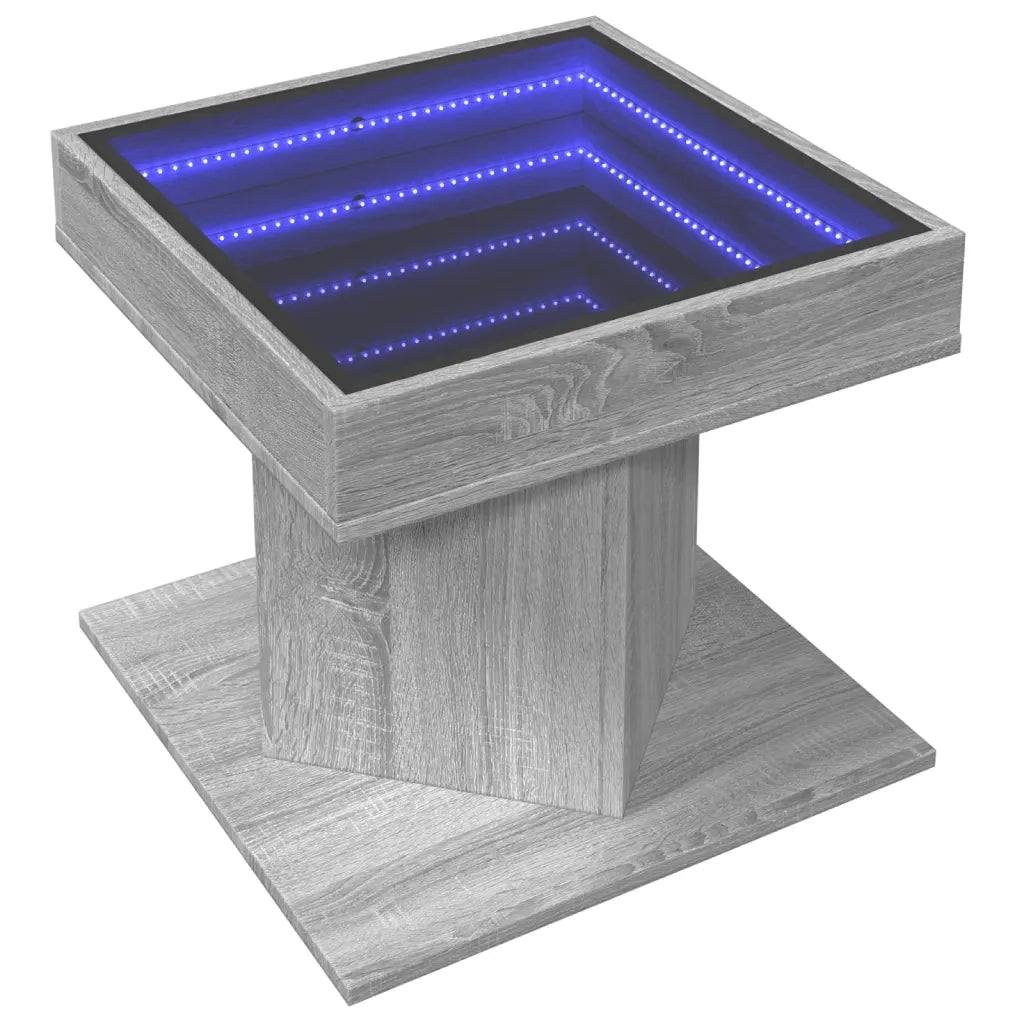 Tavolino salotto | Tavolino da caff¨¨ | Tavolino da Soggiorno con LED Grigio Sonoma 50x50x45 cm Multistrato