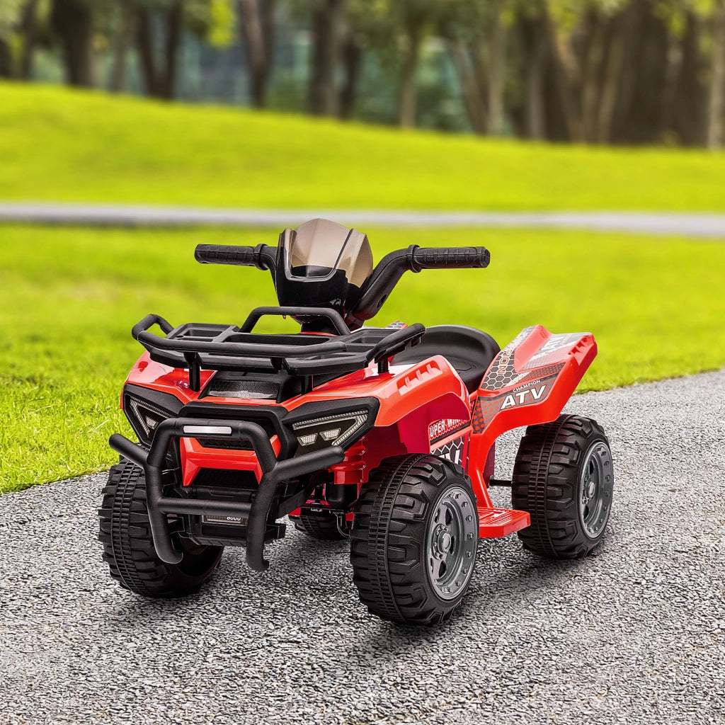 Quad Elettrico per Bambini con Batteria Ricaricabile 6V, Pulsante Acceleratore, Et¨¤ 18-36 Mesi, 70x42x45cm, Rosso