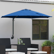 Ombrellone da Giardino Montato a Muro con LED Blu Azzurro 248 cm