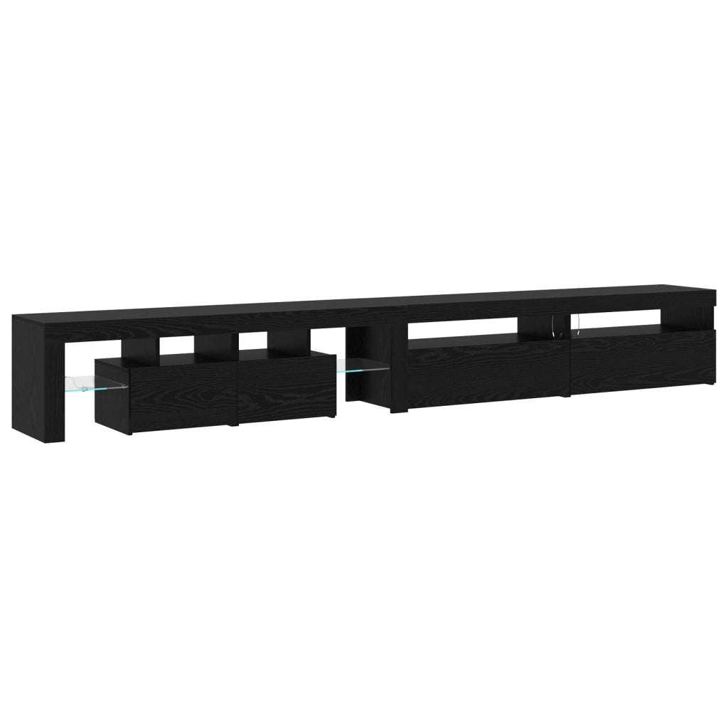 Mobili TV  3 pcs con Luci LED Quercia Nera Legno Ingegnerizzato
