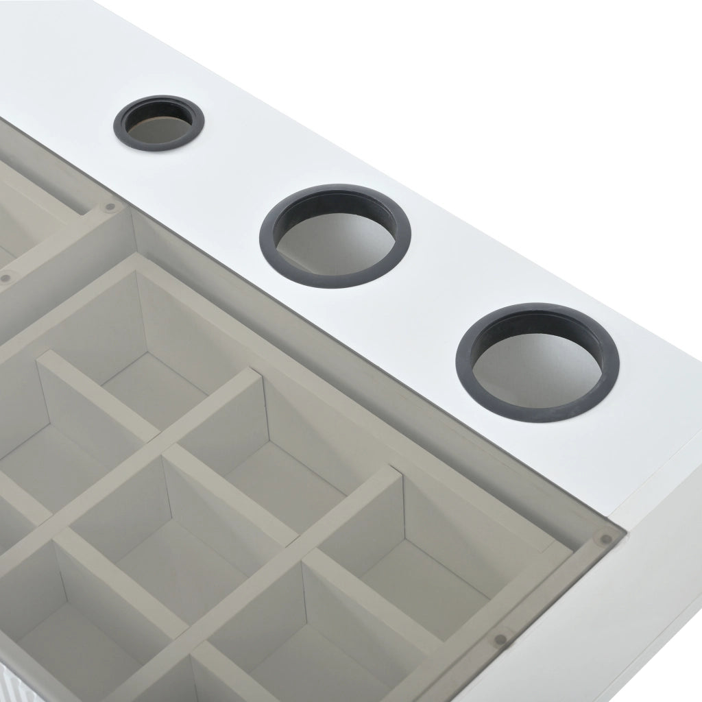 Toeletta con 3 cassetti e piano in vetro - per camera da letto - in MDF e truciolare - bianco