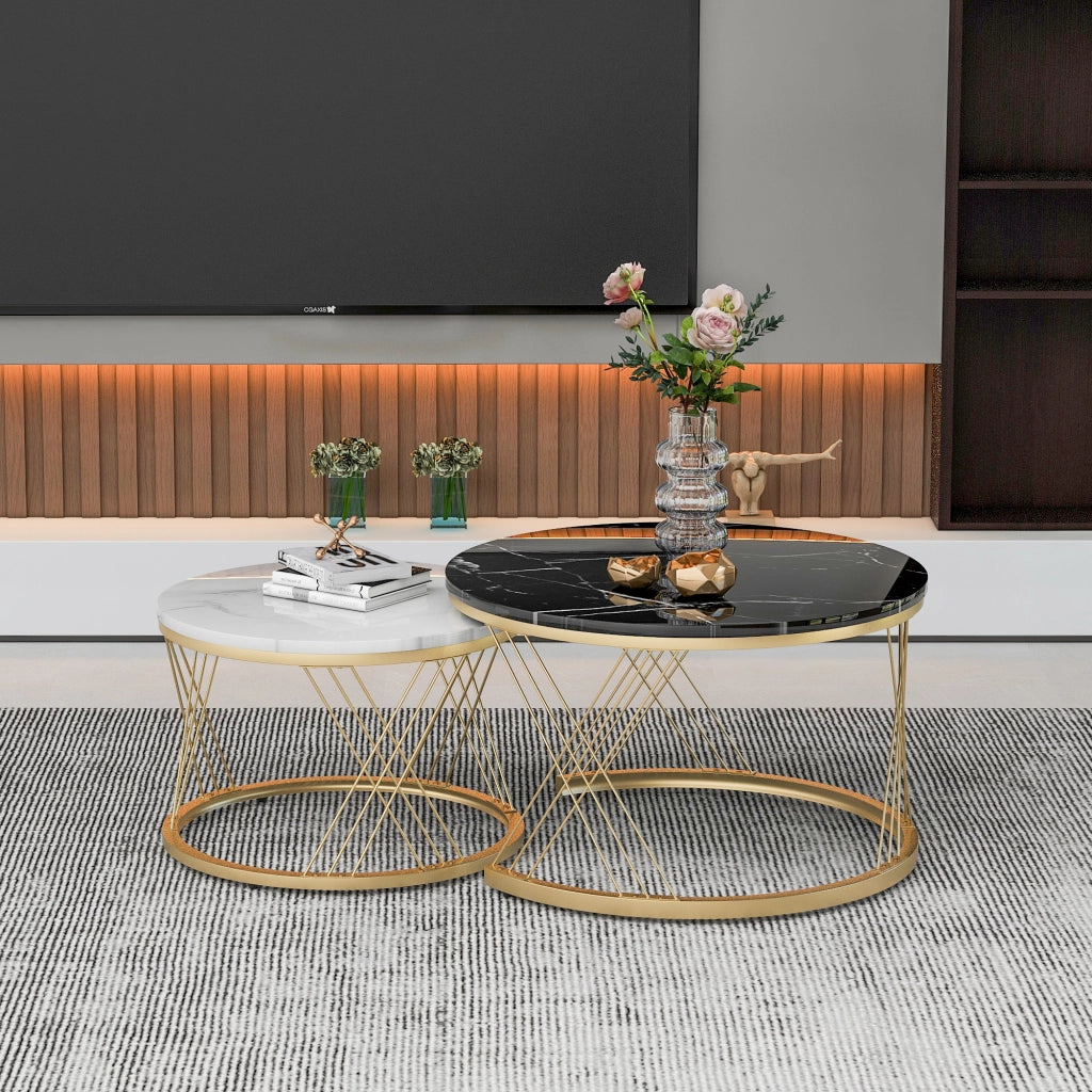 TAVOLINO DA CAFFÈ NESTING Set da 2 pezzi 70x70x45 cm MDF Nero