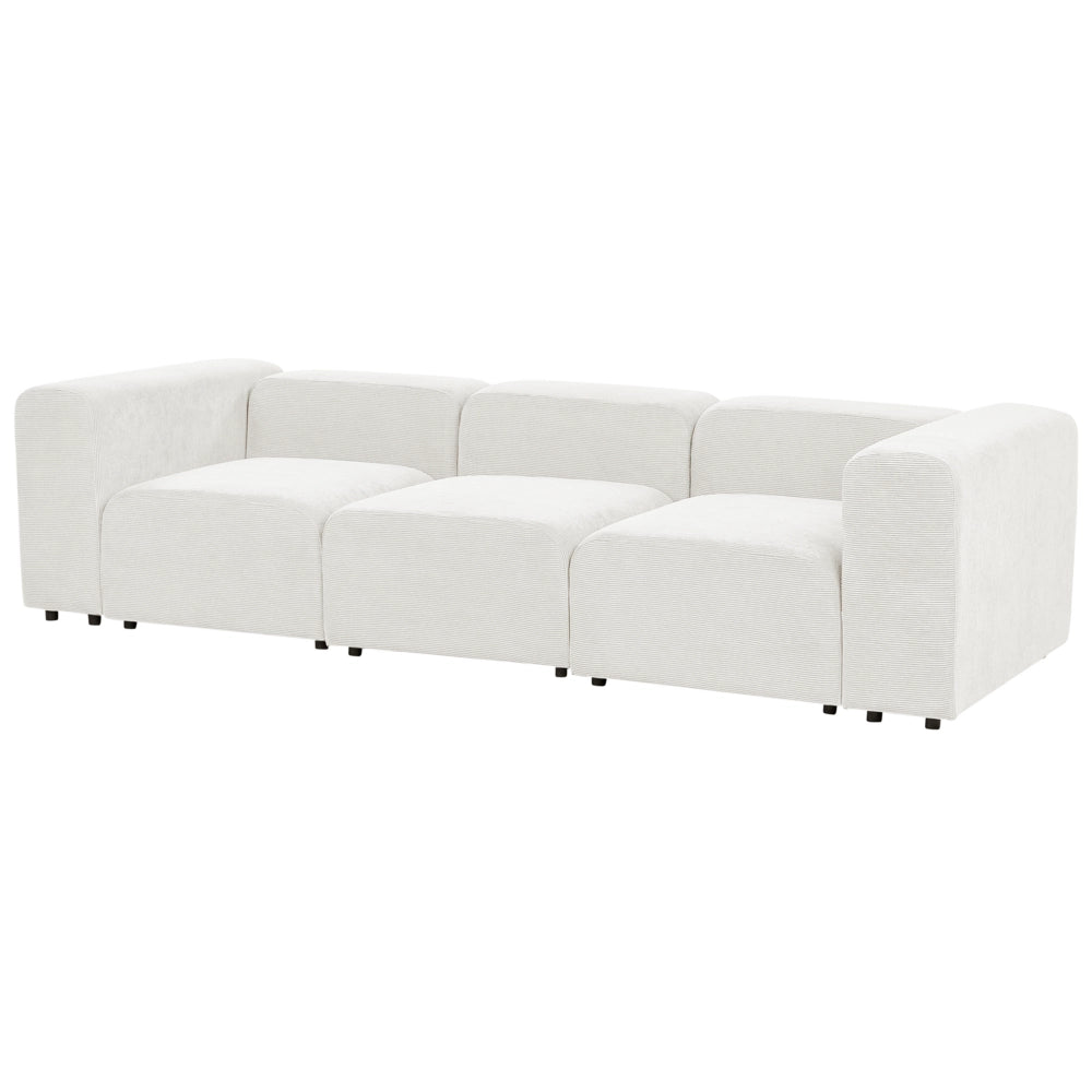 Divano componibile a 3 posti rivestito con velluto bianco stile moderno