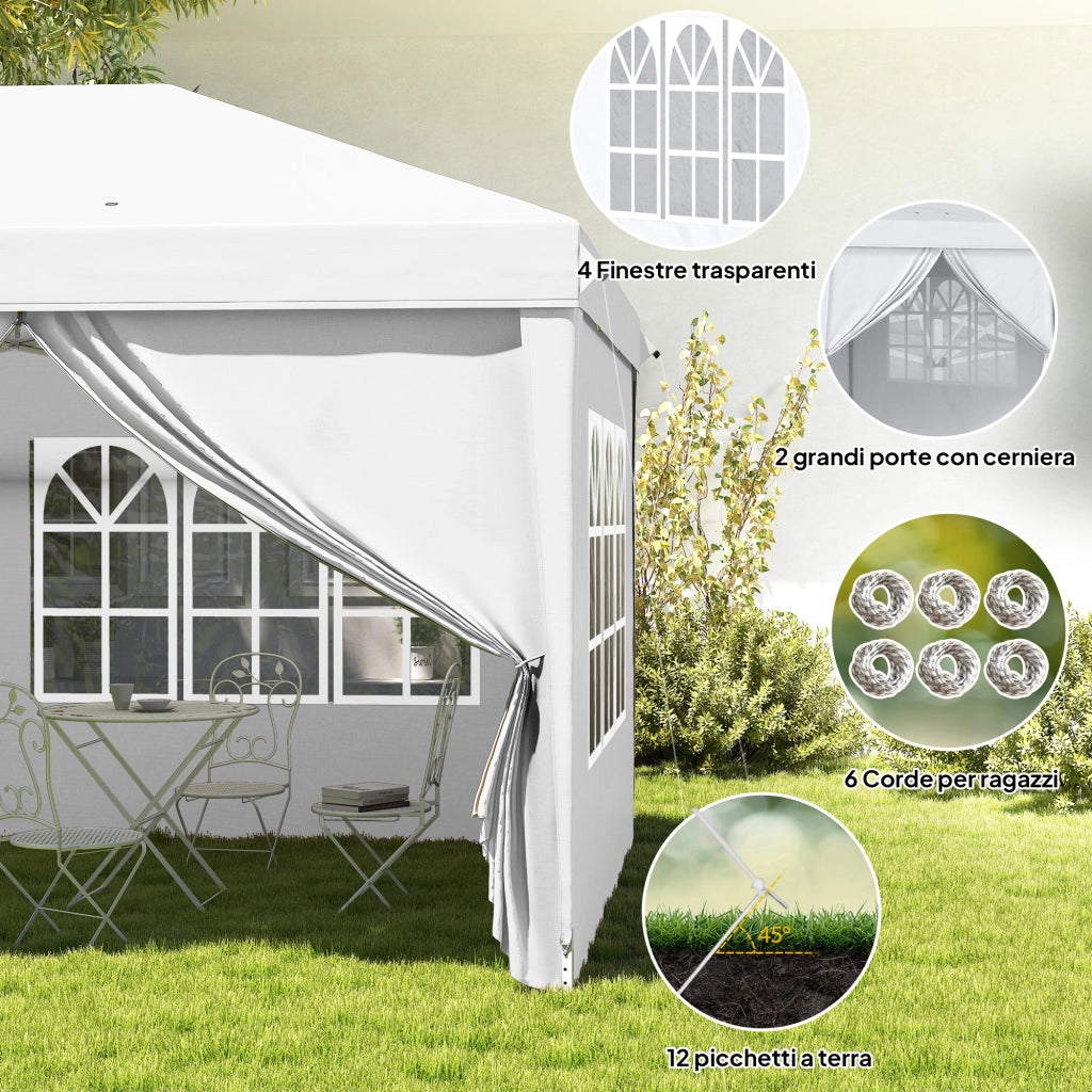 Gazebo Pieghevole 6x3 m da Giardino ¨C Zephmum ¨C Acciaio Tessuto Oxford Bianco