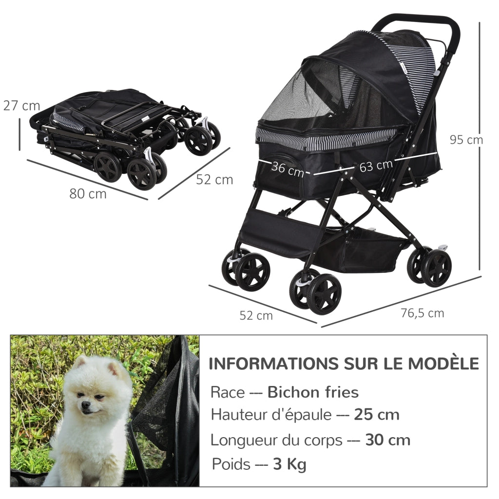 Carrello per cani pieghevole 4 ruote ¨C Minimal ¨C 76,5x52x95 cm